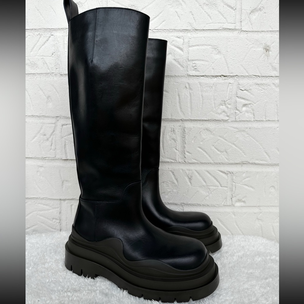 New BOTTEGA VENETA Tire Knee-High Leather Boots Size 36.5 - Picture 3 of 16